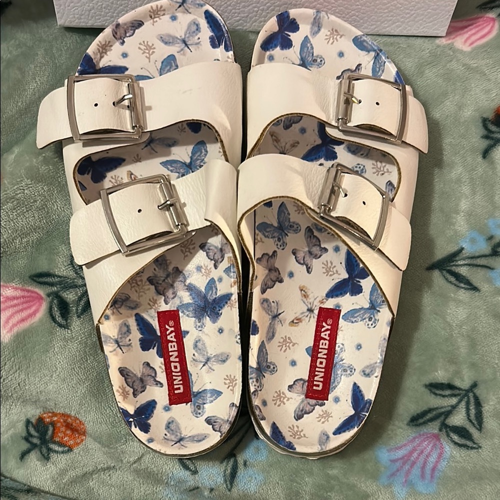Unionbay White Sandals, Melissa Buckle Slides